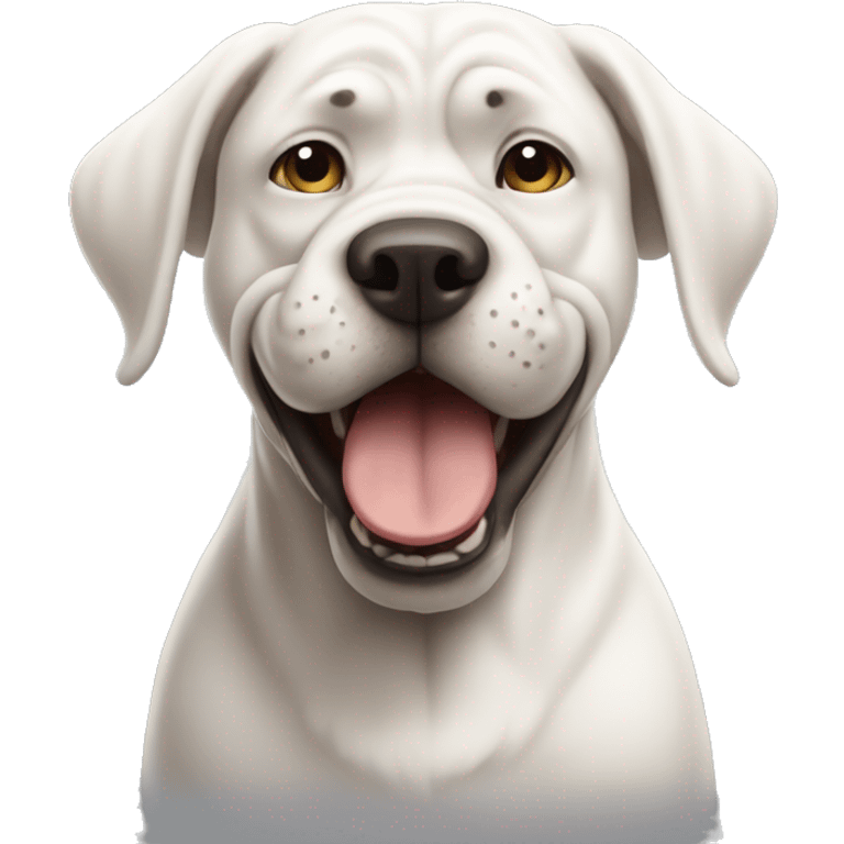 A cute white mastif dog expressing agreement (okay)  emoji