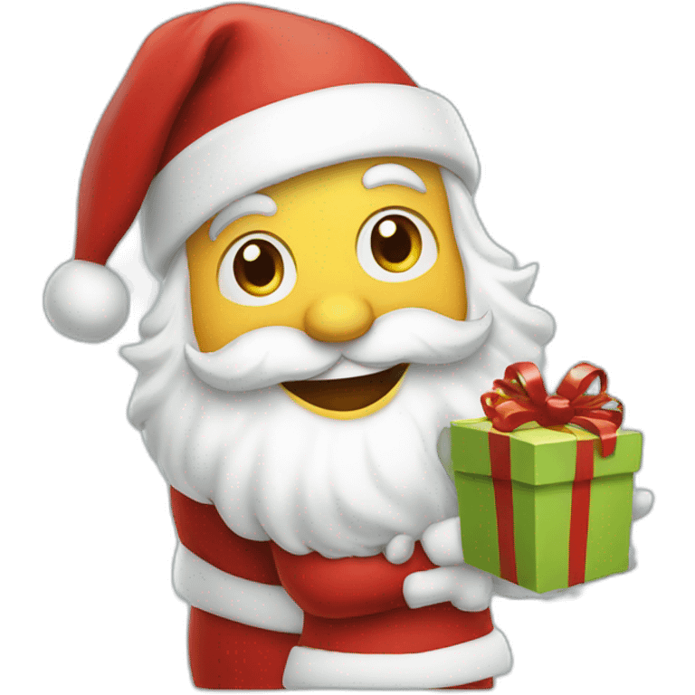 Jolly Santa holding a present emoji