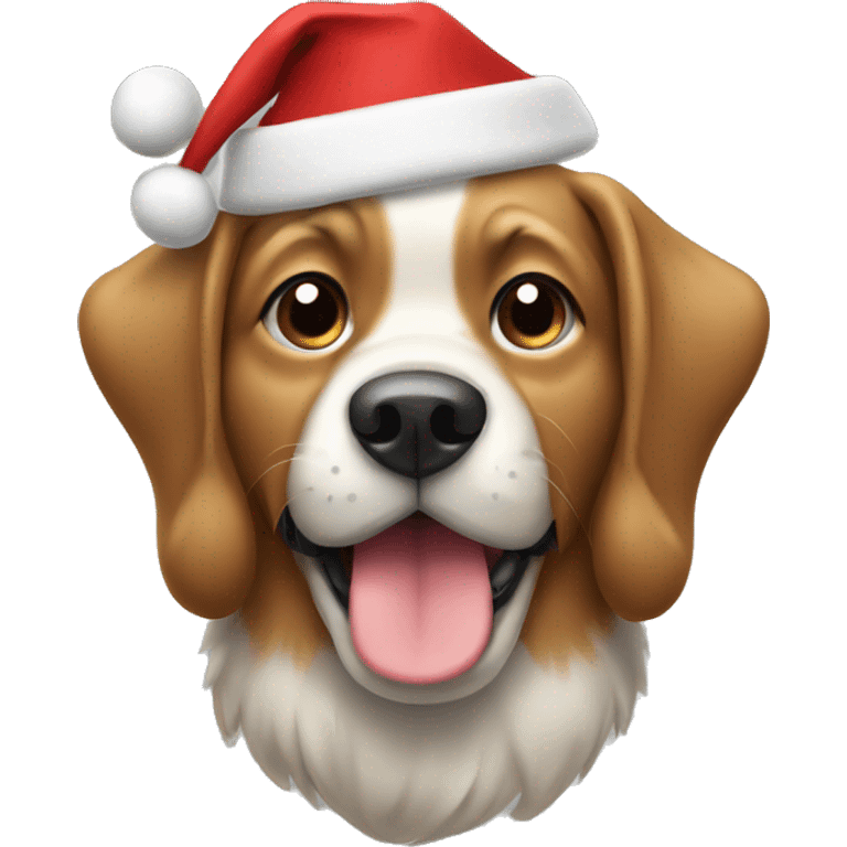 a dog wering a christmas hat emoji