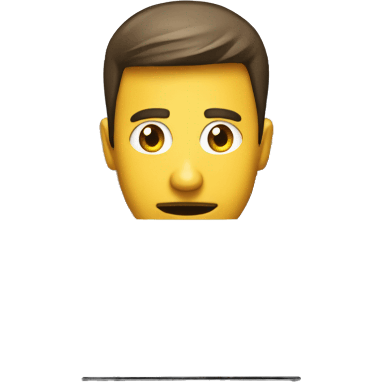 project manager sat behind computer, peering emoji