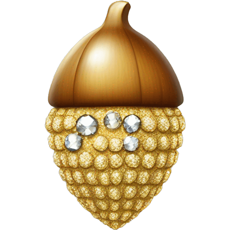 sparkling diamond Acorn, gold stem emoji