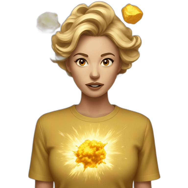 woman with exploding head golden shirt emoji