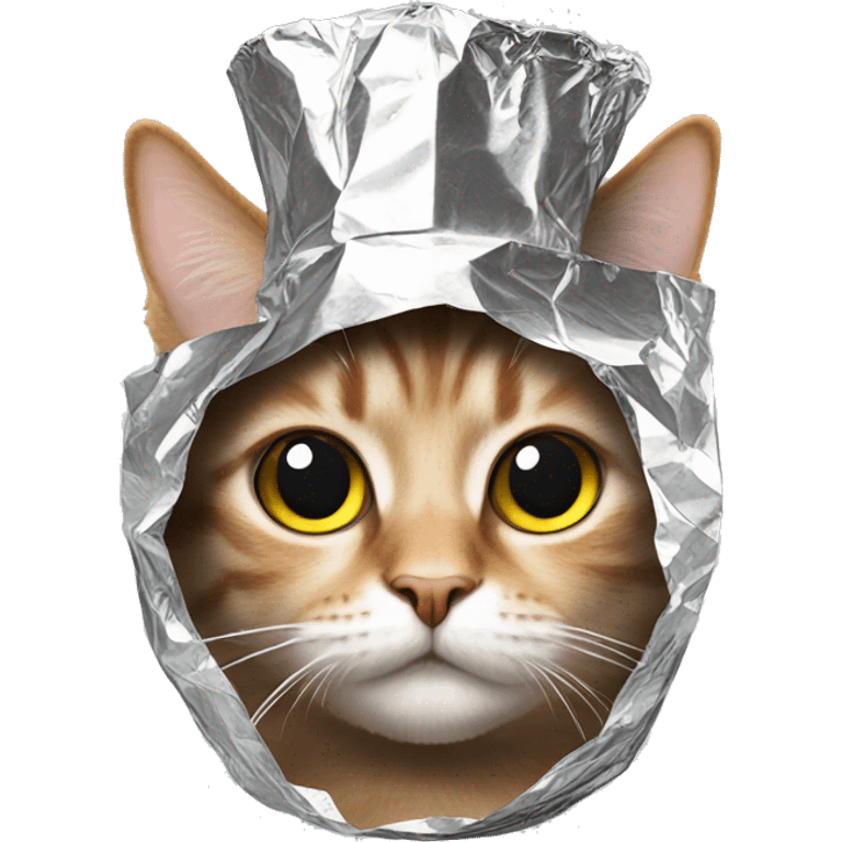 emoji in tin foil hat with cat emoji