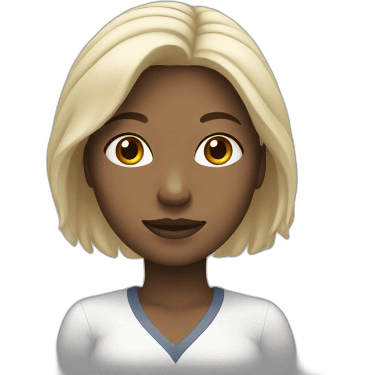 white woman with white hear leaning on her left knee  emoji