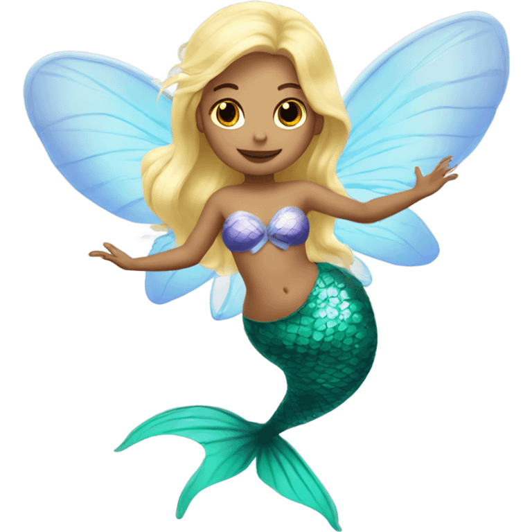 Blonde Mermaid with fairy wings emoji