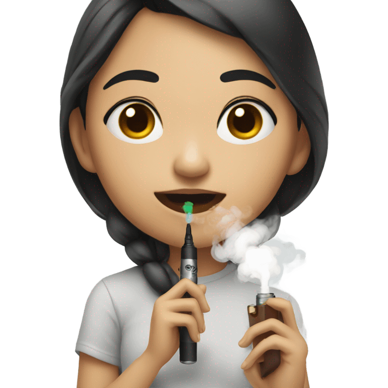 Asian Mexican girl holding a vape emoji