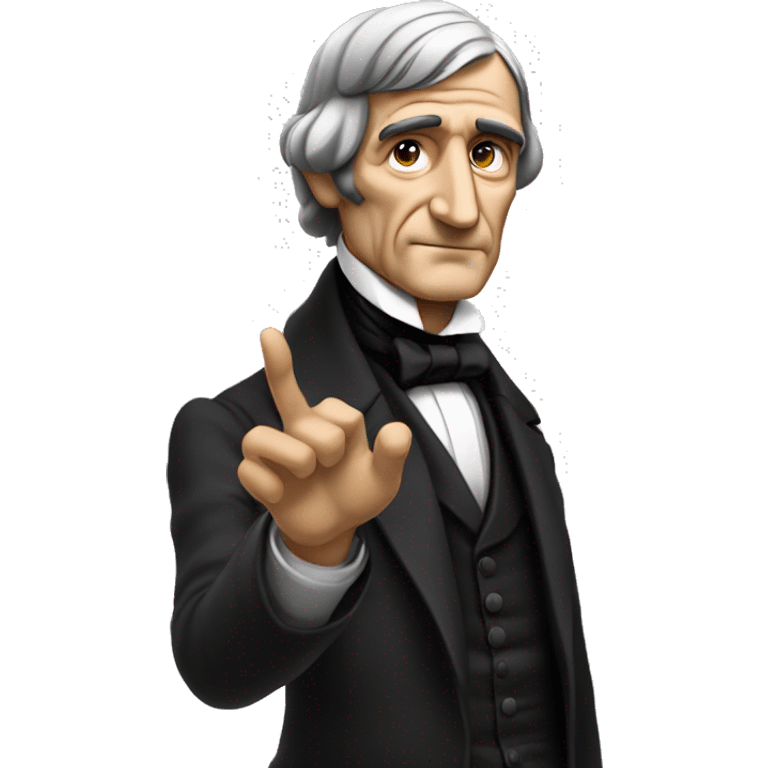 Ralph Waldo Emerson with his hand presenting something emoji