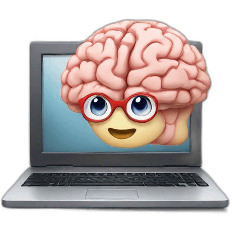 PC with brain on screen emoji