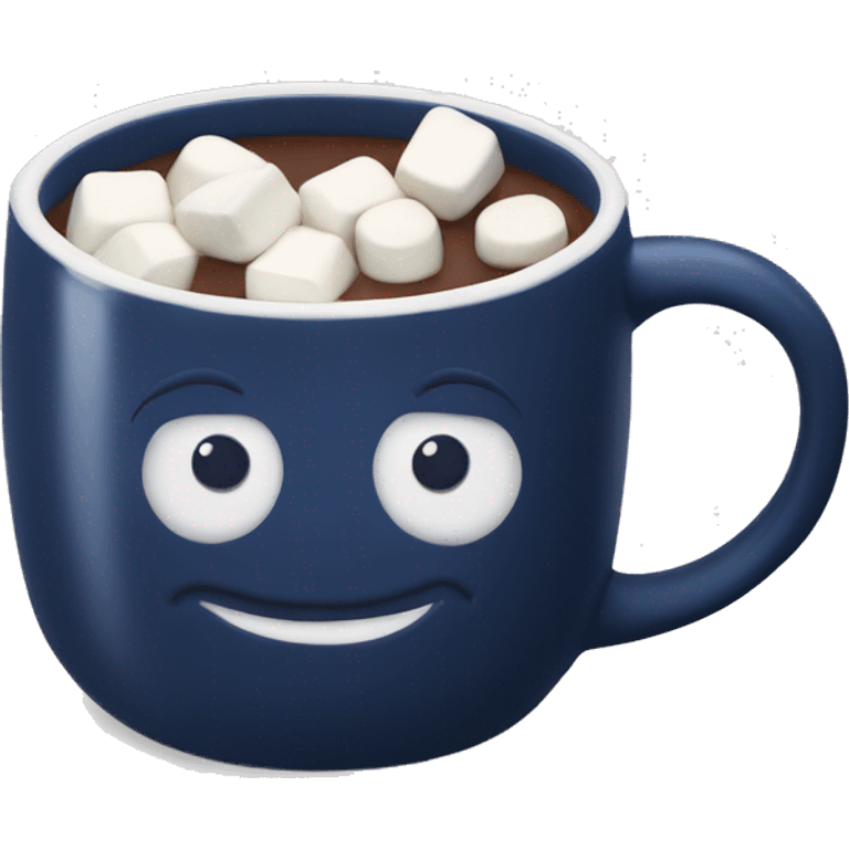 Navy Blue hot chocolate mug with marshmallows  emoji