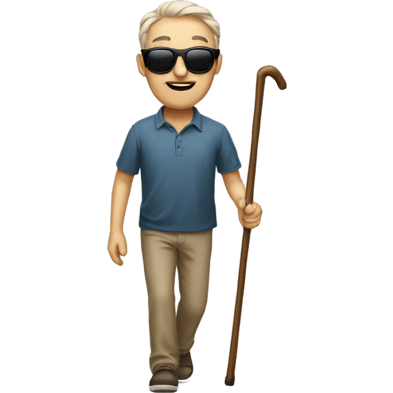 Blind man with sunglasses and walking stick emoji