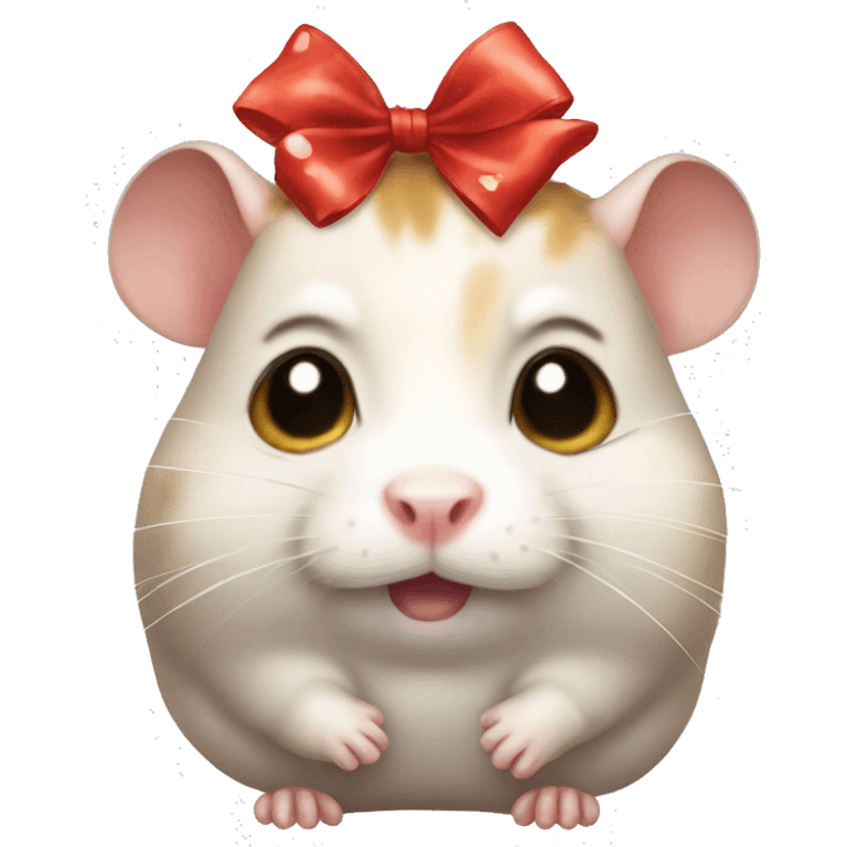 Crying Hamster with bow on head emoji