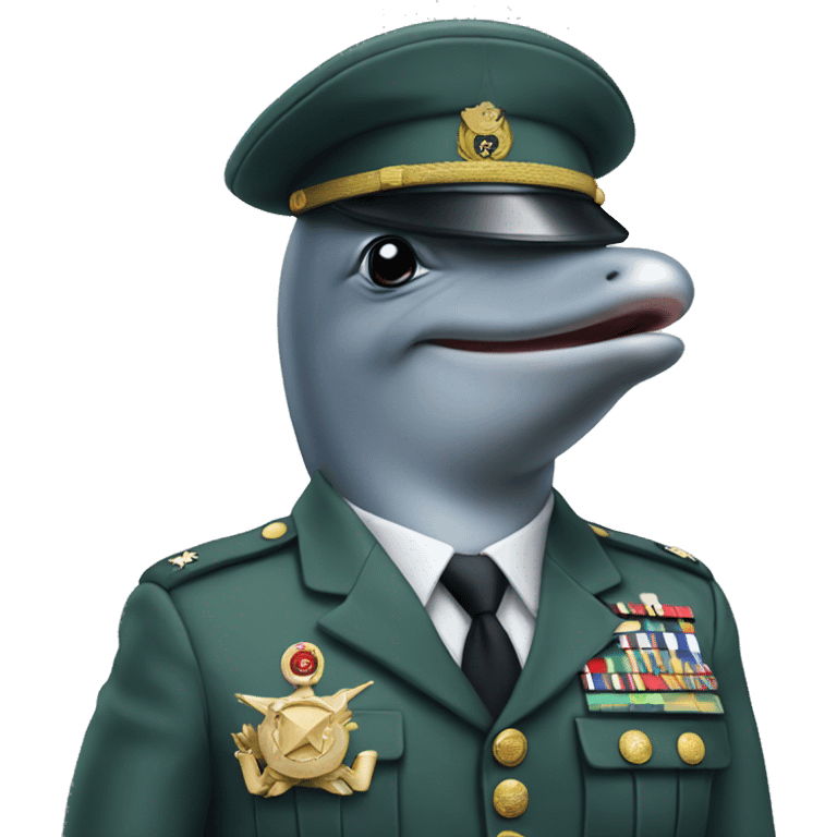 Dolphin in a military uniform emoji