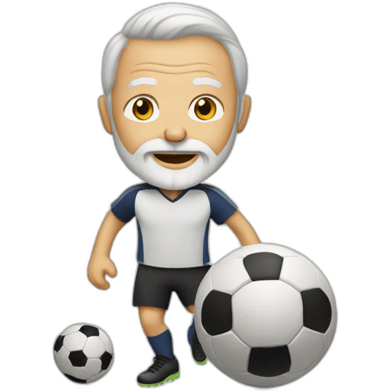 old white man with beard playing soccer emoji