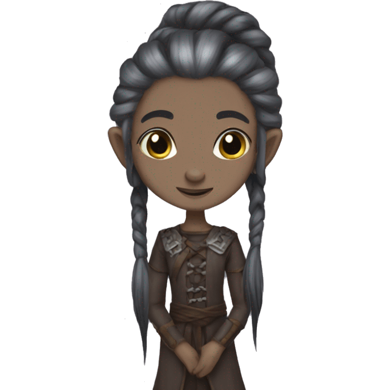 Cottage core dark elf with long braids emoji