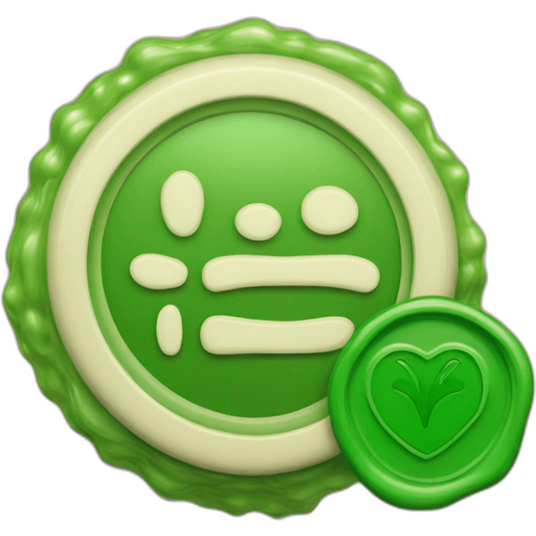 green wax stamp with checkmark only emoji