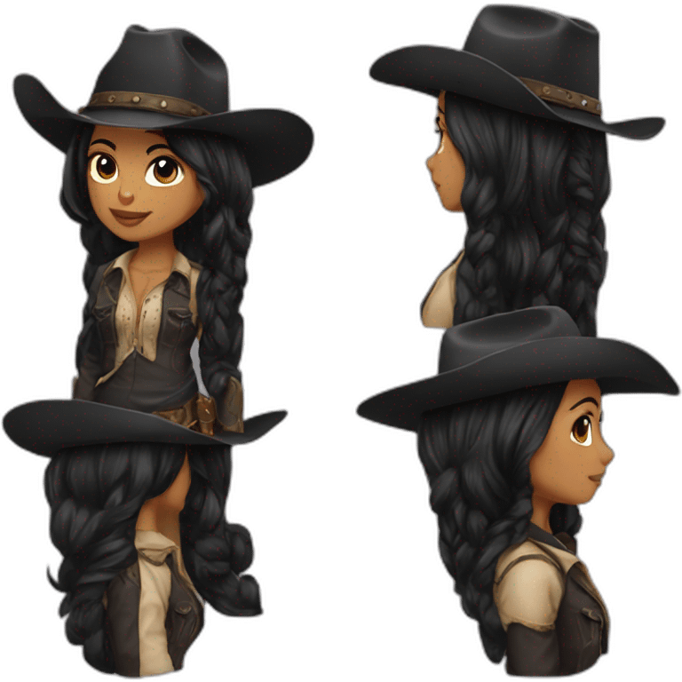 cowgirl straight black hair emoji