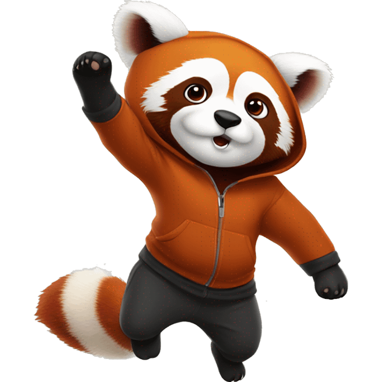 Giant red panda doing a backflip in hoodie emoji