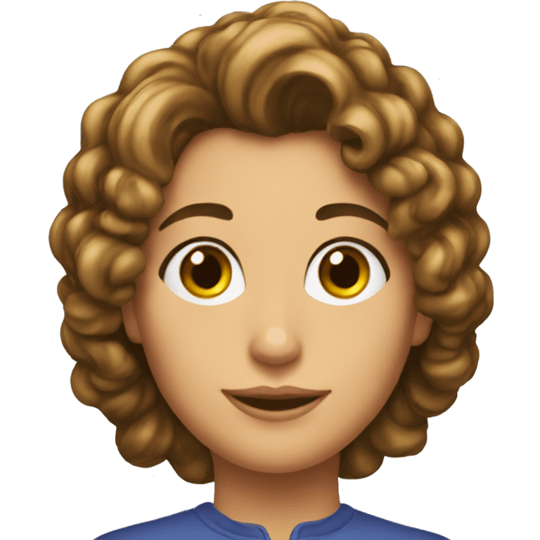 Teresa pelo rizado castaño emoji