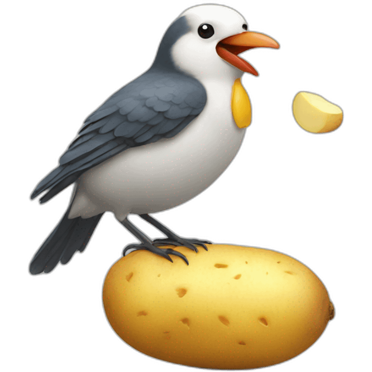 bird eating a potato emoji