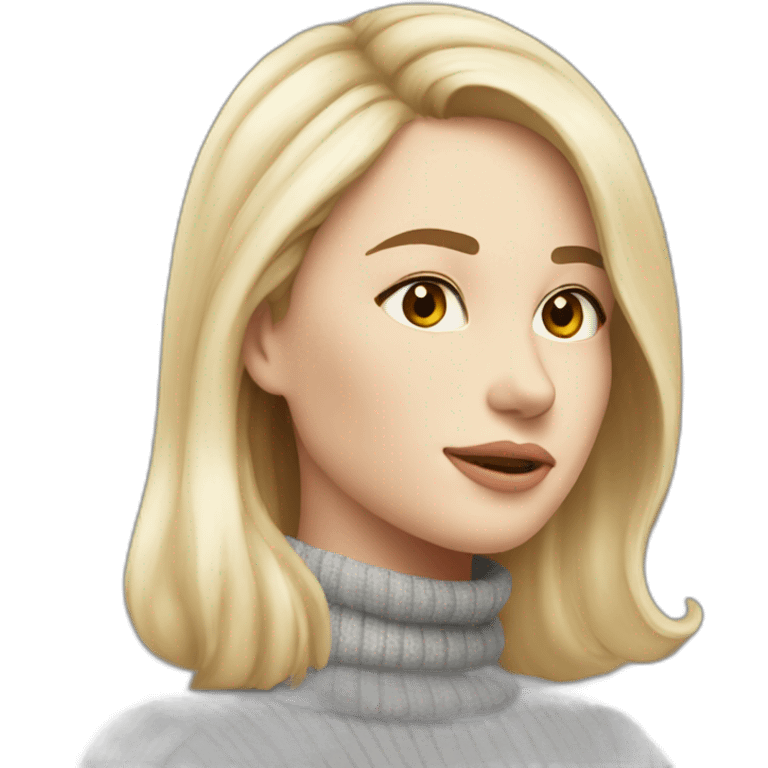 pale skin beatifull woman turtleneck from side emoji