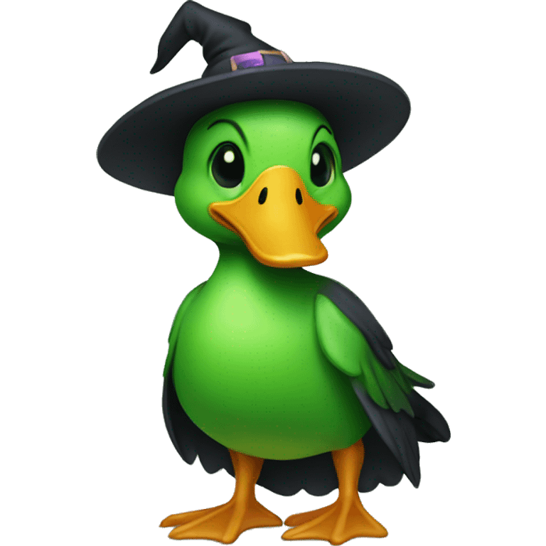 a witch green cute duck emoji