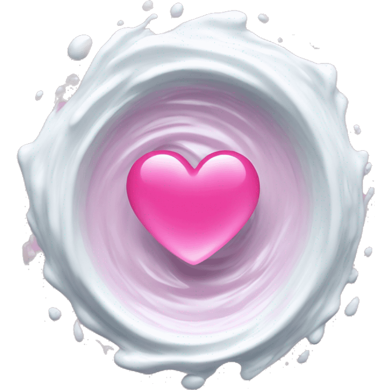 White whirlpool with water and a pink heart emoji