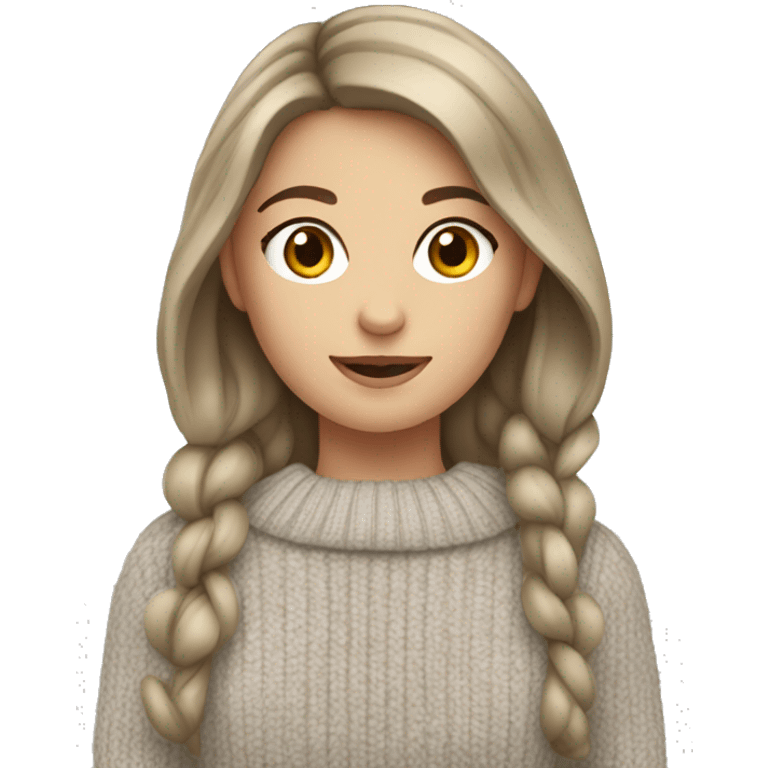 white brunette girl wearing sweater emoji