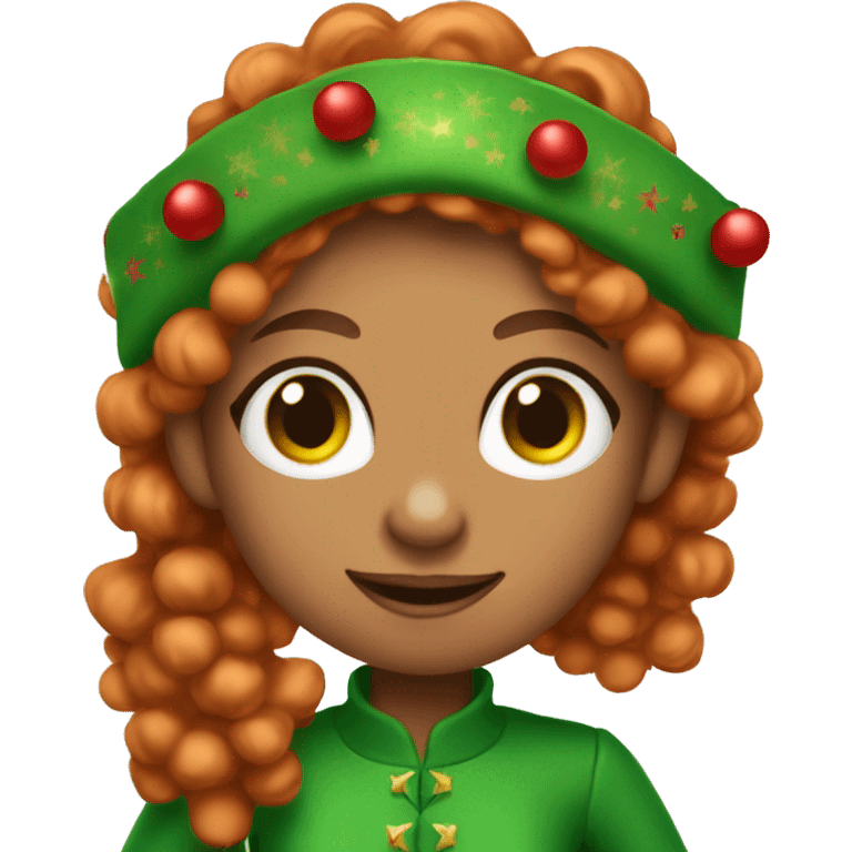 christmas (girl) elf with kong ginger curly hair emoji