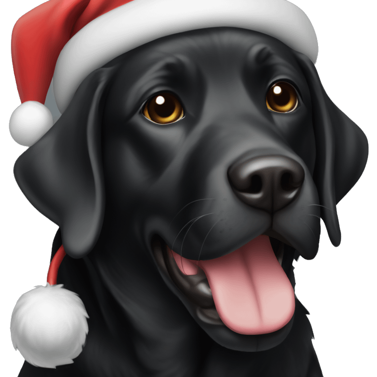 Black lab with Santa hat emoji