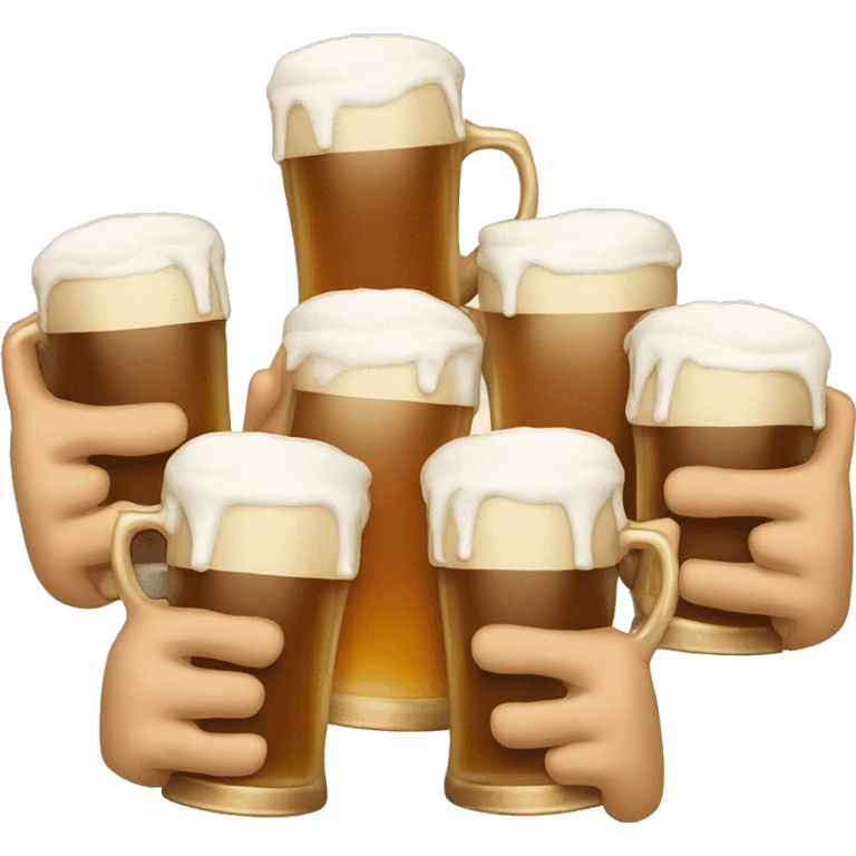 Apple emoji hands holding beer mugs making a toast emoji