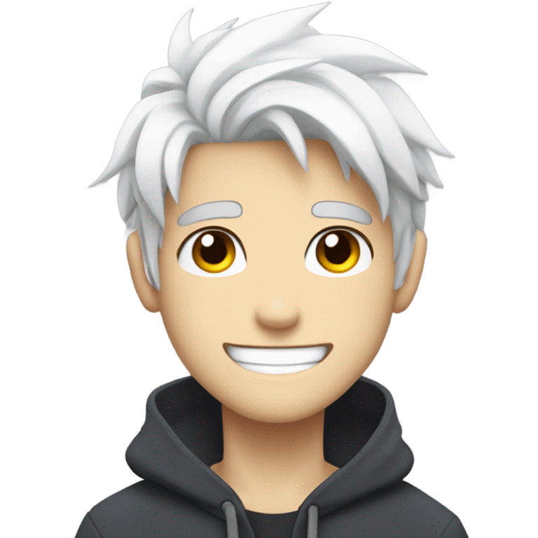 Anime guy with white hair and fang teeth emoji