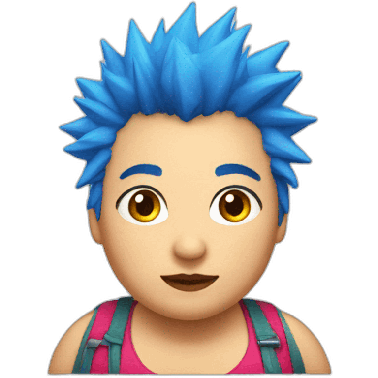 Older fat lesbian Chilean very short spiky bright blue hair emoji