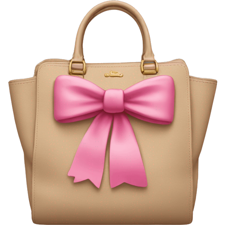 beige coach bag with pink bow emoji