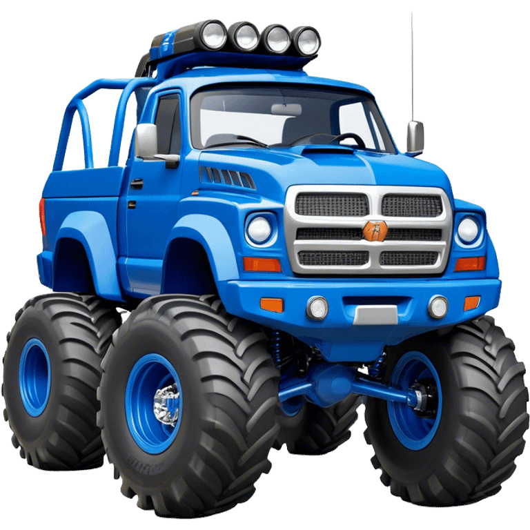 Bigfoot - Bigfoot 4x4 (Model Year: 2022) (Iconic colour: Blue) - An oversized, rugged monster truck with bold, aggressive lines painted in a striking blue. Focus on massive, rugged tires and a muscular chassis that exudes raw power and an urban legend feel. emoji