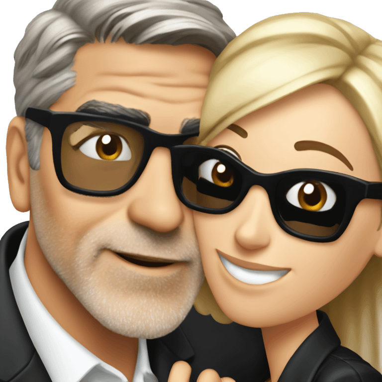 Hug hug hug George Clooney and blonde woman wearing black glasses  emoji