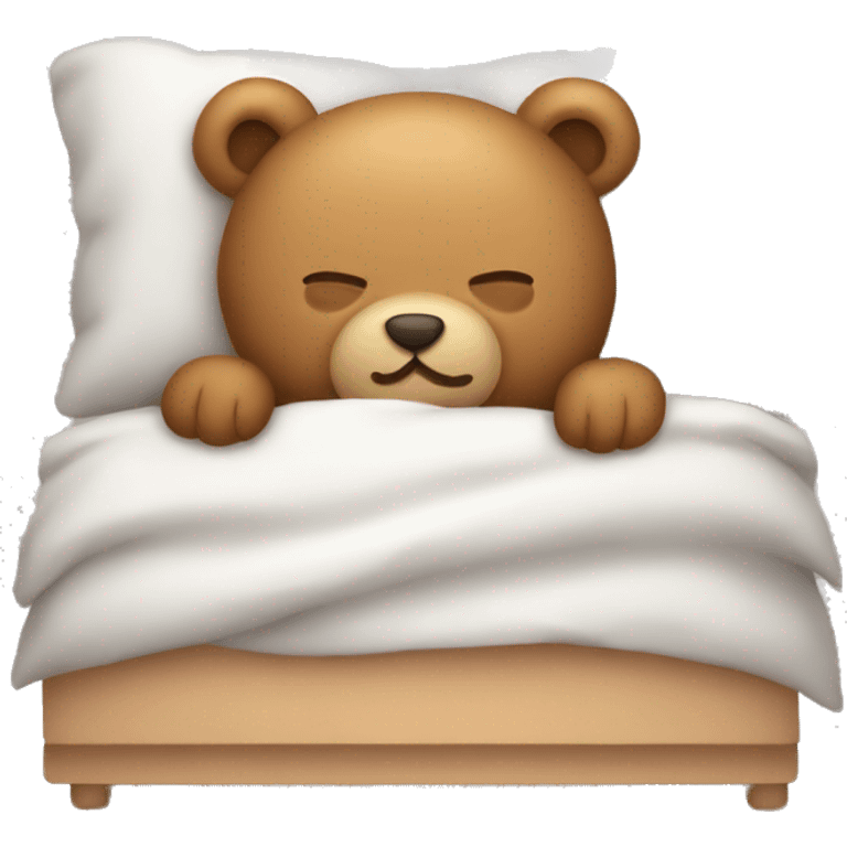 Cute teddy bear sleeping in a bed emoji