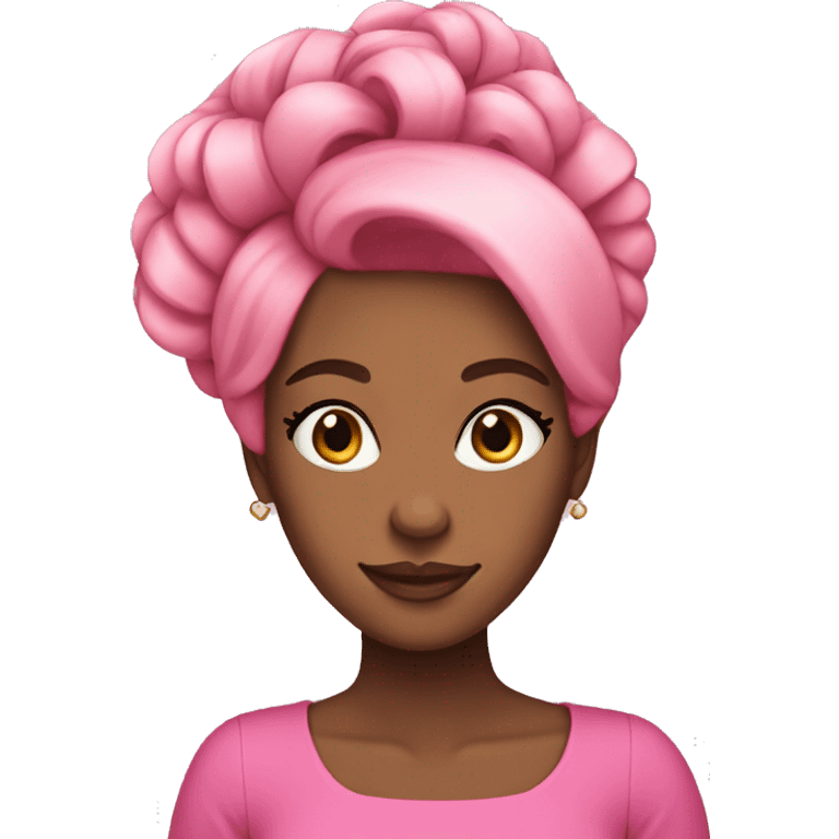 Pink French roll hairstyle African American woman  emoji