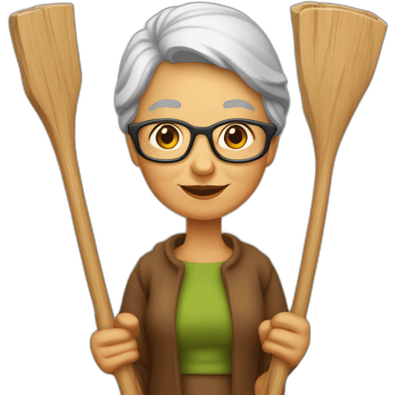 Une grand-mère avec une canne en bois emoji