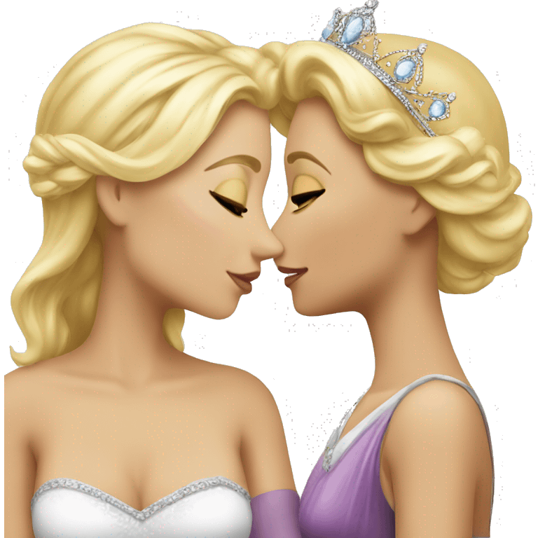 2 women princesses couple blonde kiss emoji