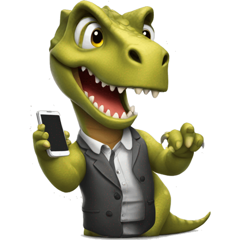 Dinosaur with phone emoji