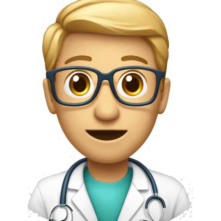 Médico de óculos fazendo coração com a mão emoji