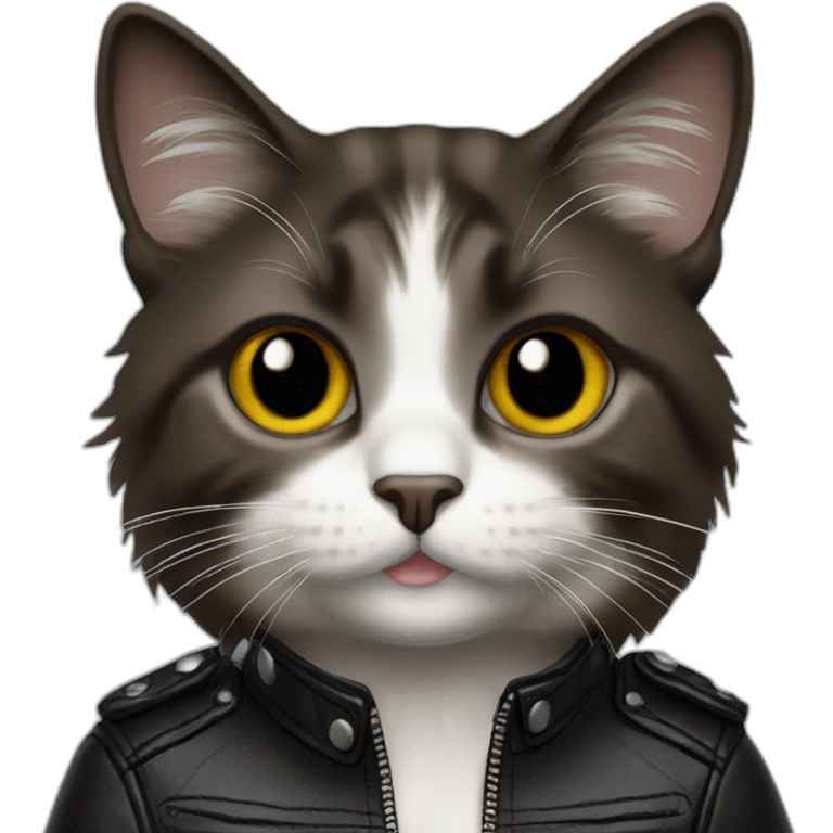 Ragdoll cat wearing black leather jacket emoji