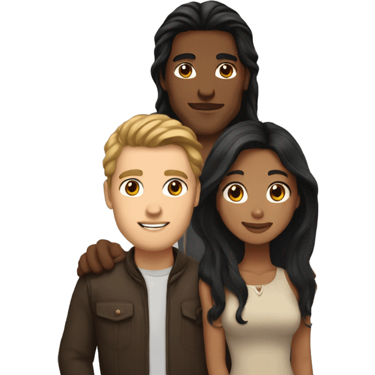 couple that is girl black long hair and tan skin and medium brown haired white guy emoji