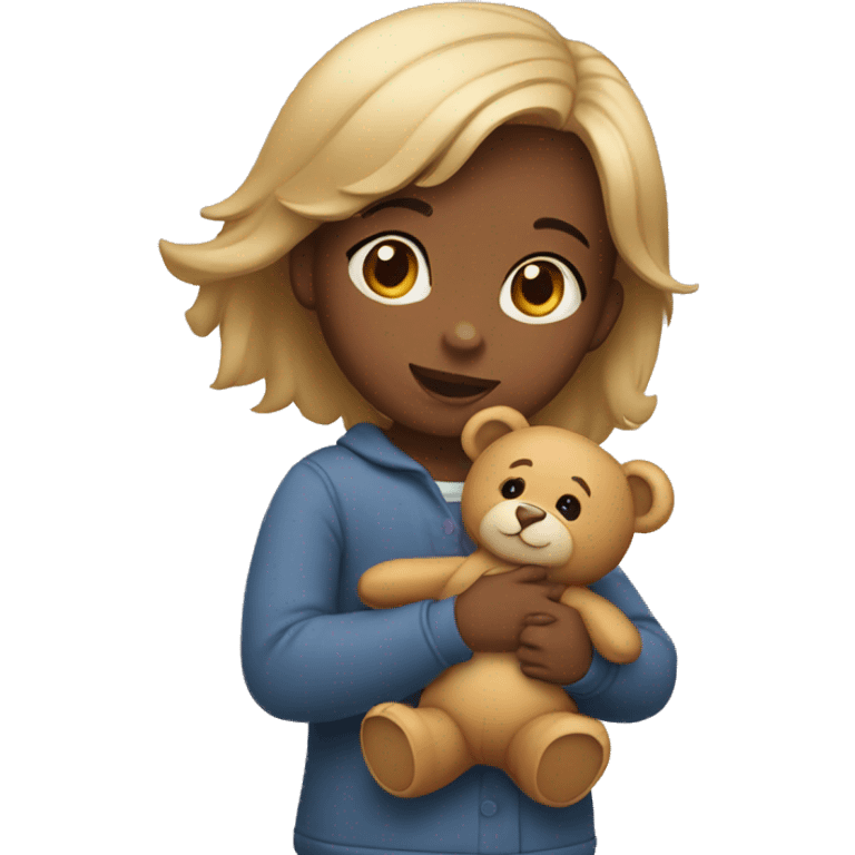 Little girl holding a teddy bear  emoji