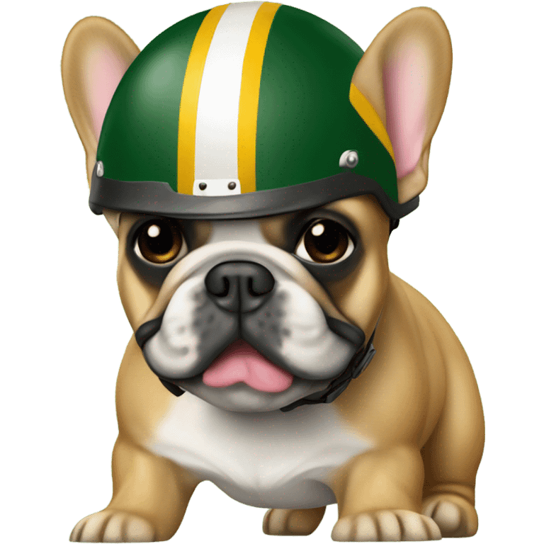 Fawn  French bulldog with Greenbay helmet emoji