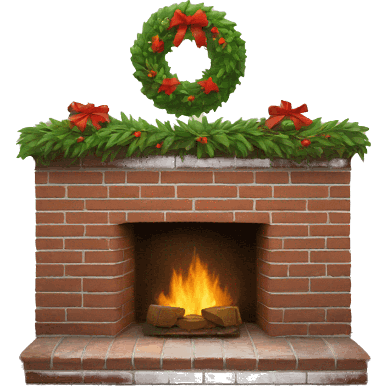 Brick Fireplace with wreath  emoji