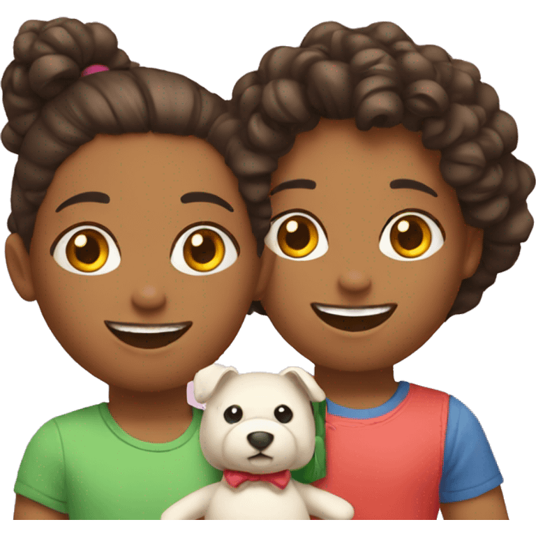 two bi racial friends playing with toys emoji