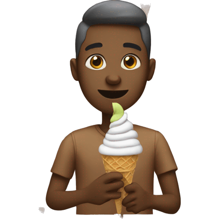 Black person eating ice cream emoji