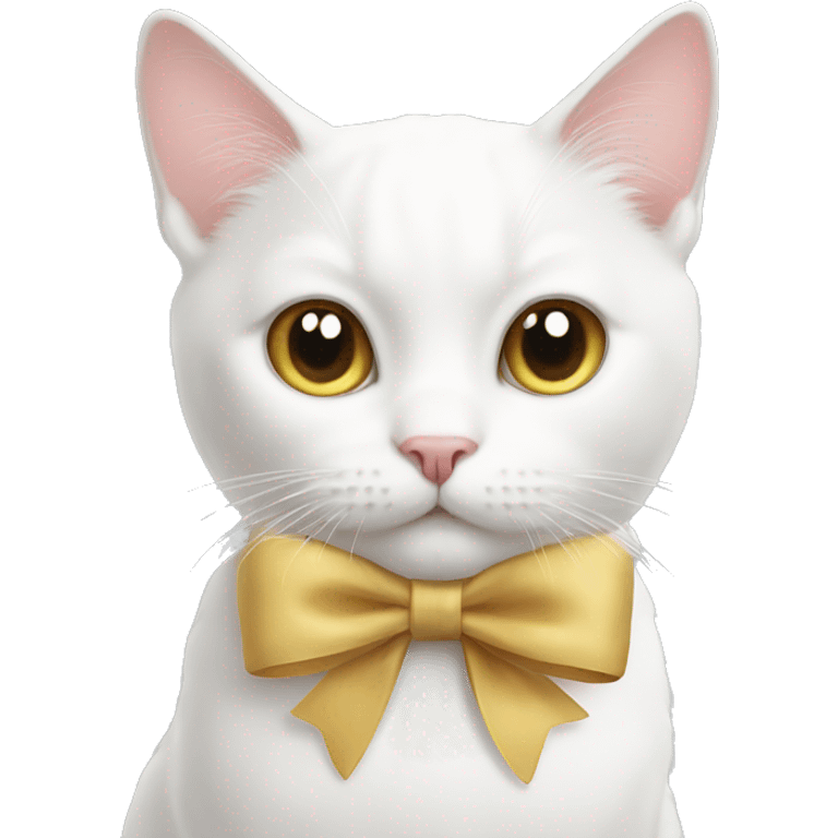 White cat with a bow emoji