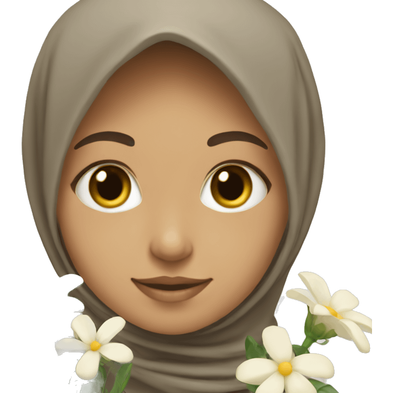 Light skinned Muslim holding white flowers  emoji